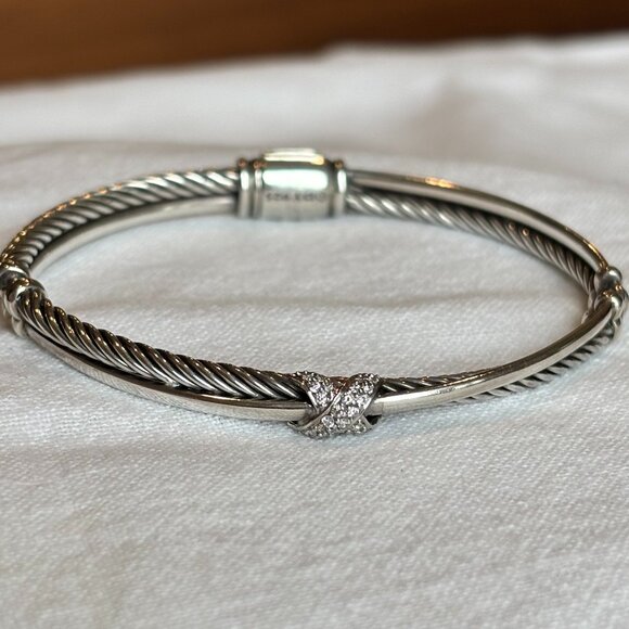 David Yurman Silver/Diamond Bracelet - Picture 1 of 7